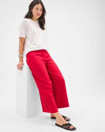 Preview Linen Blend Wide Leg Culotte Pants