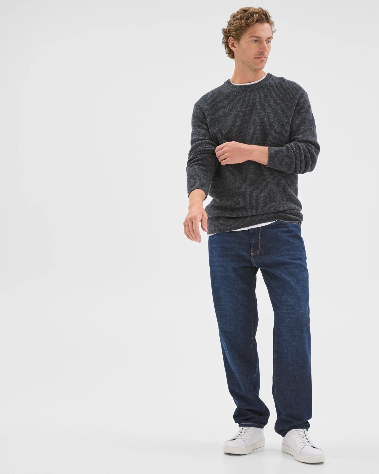 Lambswool Long Sleeve Crew Neck Knit Jumper - Charcoal 2 of 6