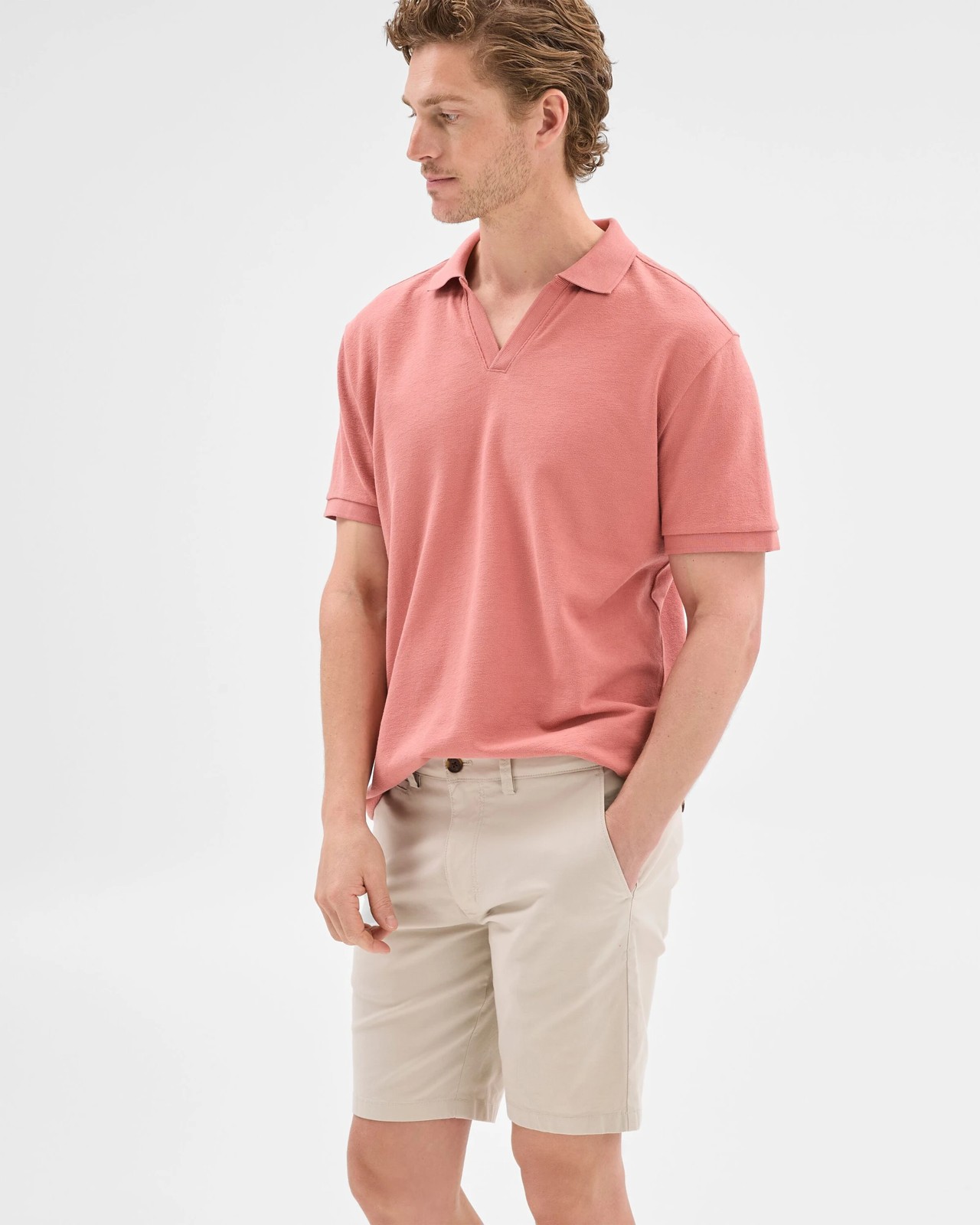 Australian Cotton Slim Chino Shorts - Pale Stone 2 of 5