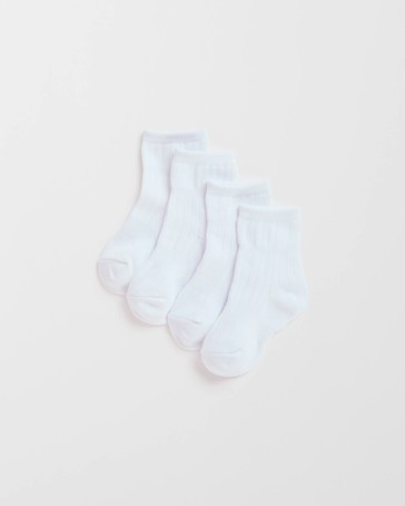 Baby Australian Cotton Blend 4 Pack Rib Crew Socks