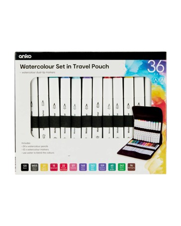 Anko 36 Pack Watercolour Set in Travel Pouch