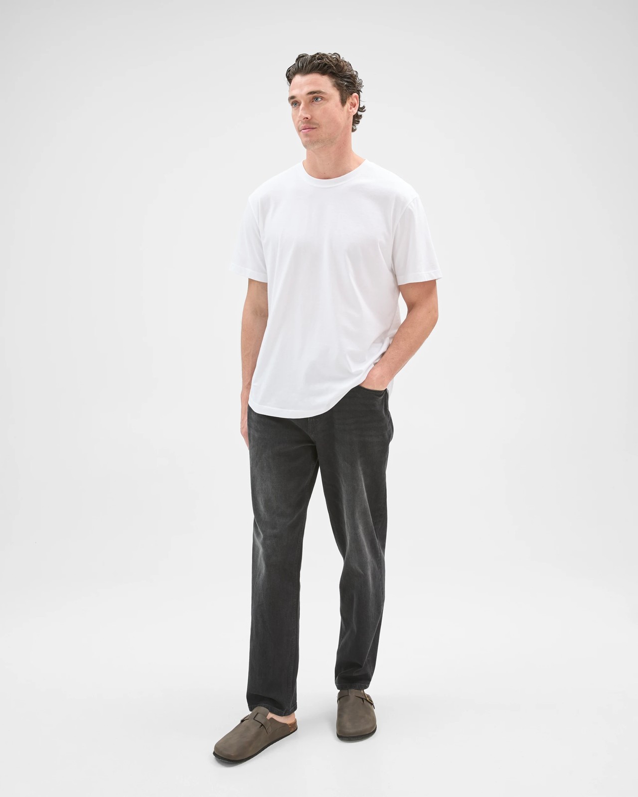 Australian Cotton Curved Hem T-Shirt - White 4 of 6
