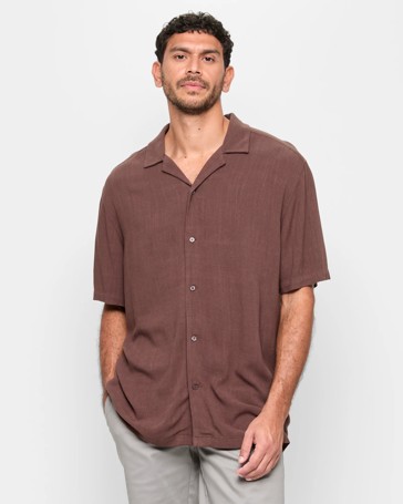 Linen Blend Textured Revere Shirt
