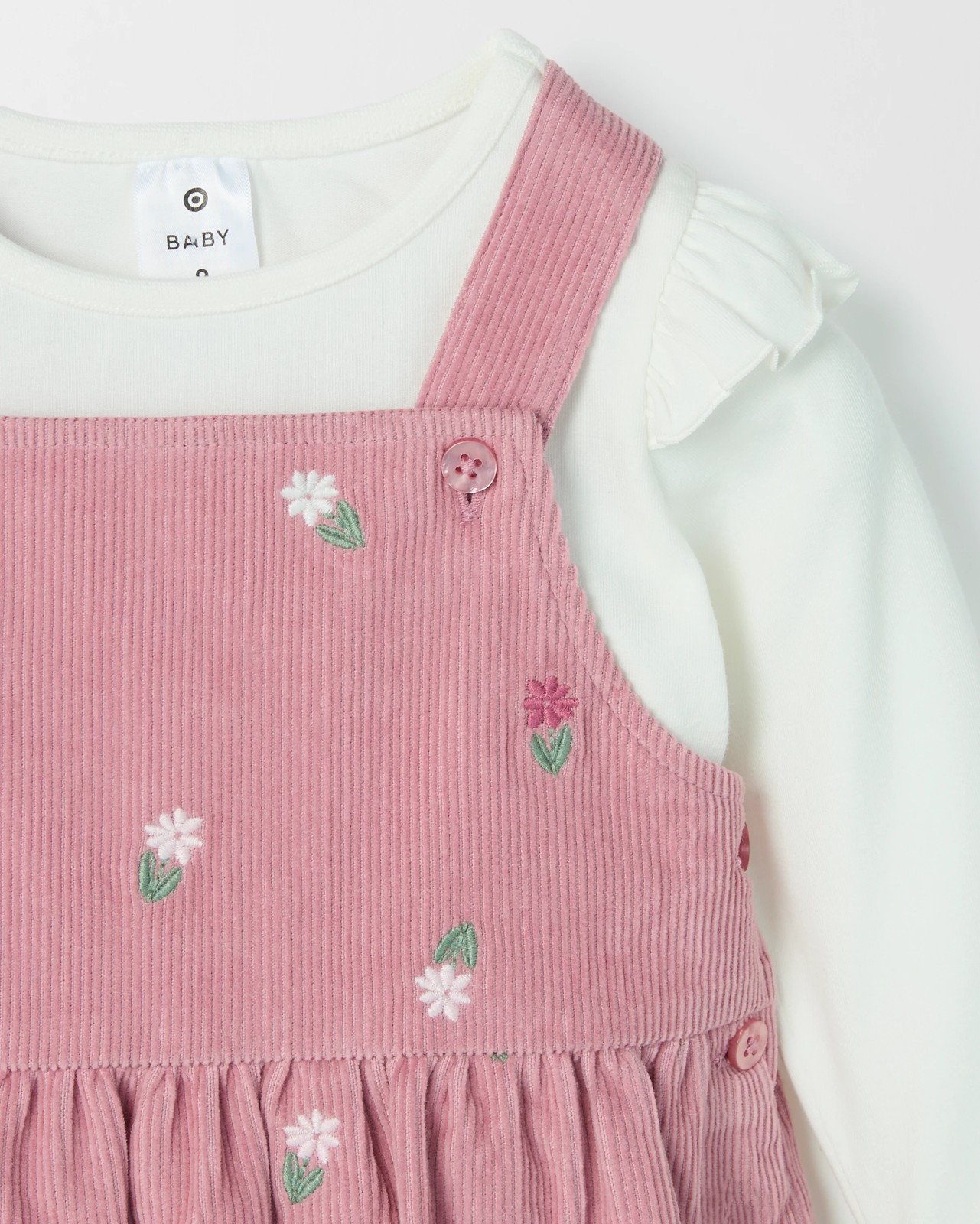 Baby Organic Cotton Embroidered Cord Pinafore Set 6 of 6