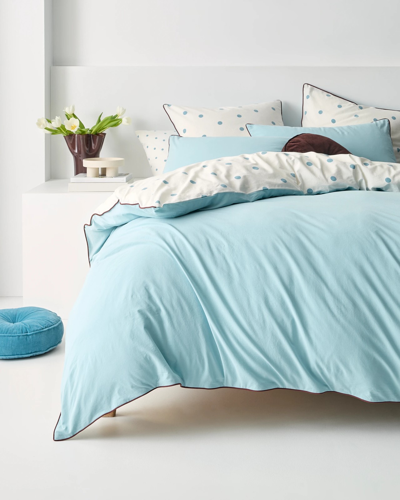 Arlo Polka Dot Stonewash Cotton Quilt Cover Set 4 of 5