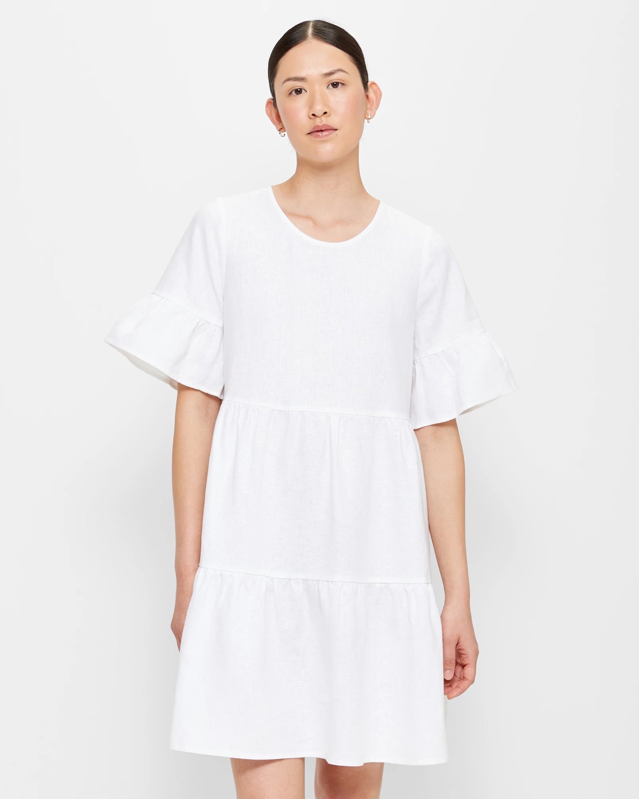European Linen Tiered Mini Dress | Target Australia