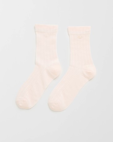 Australian Cotton Blend Pearl Bow Trim Crew Pointelle Socks