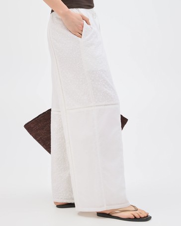 Lily Loves Cotton Embroidered Patch Detail Pants