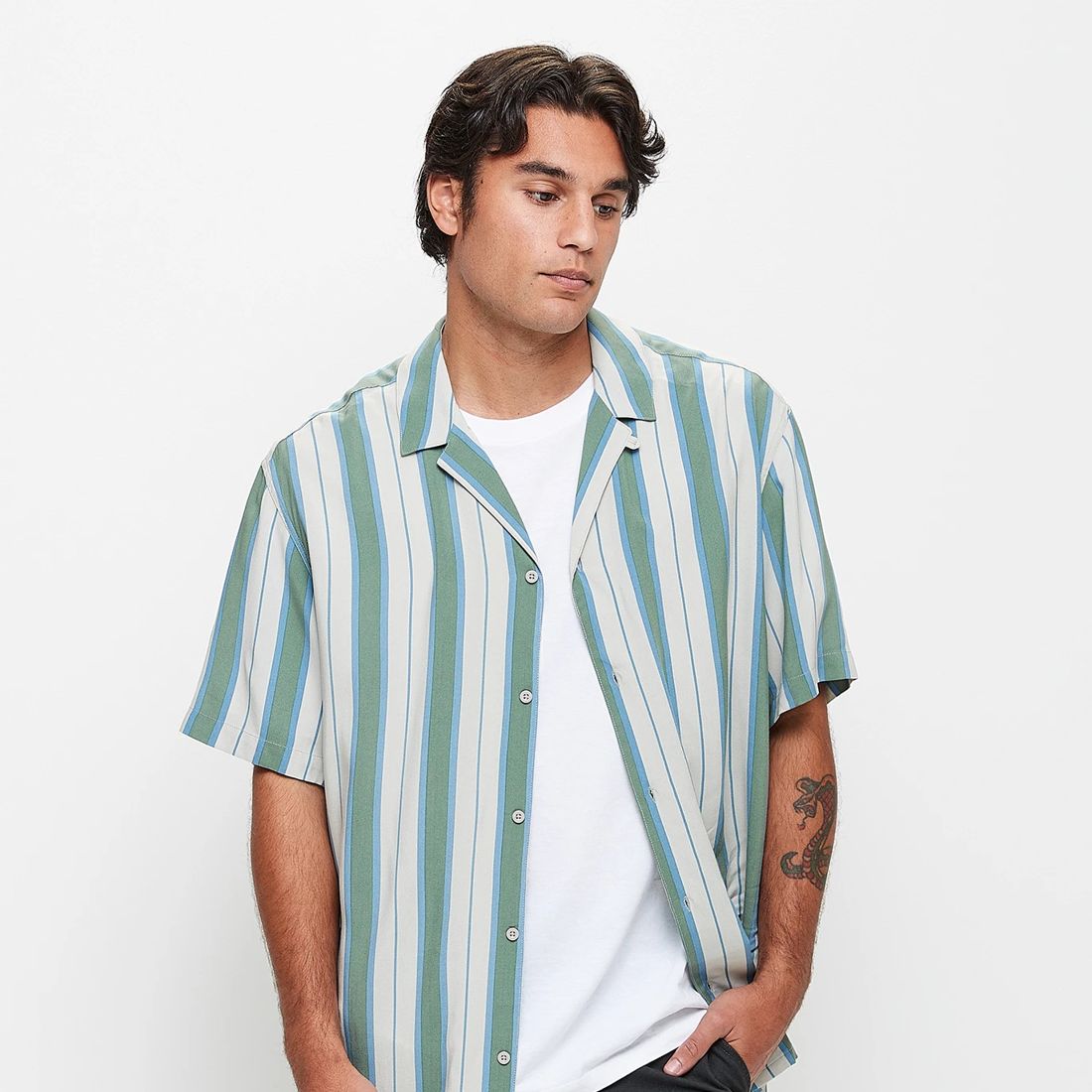 Commons Vertical Stripe Short Sleeve Shirt | Target Australia