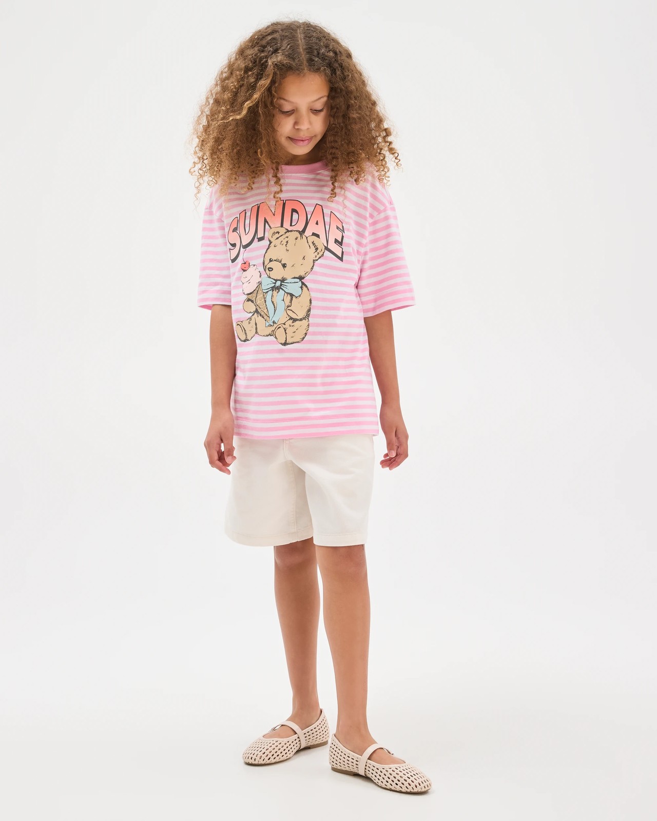 Australian Cotton Oversized T-Shirt - Sundae Bear Stripe 2 of 6