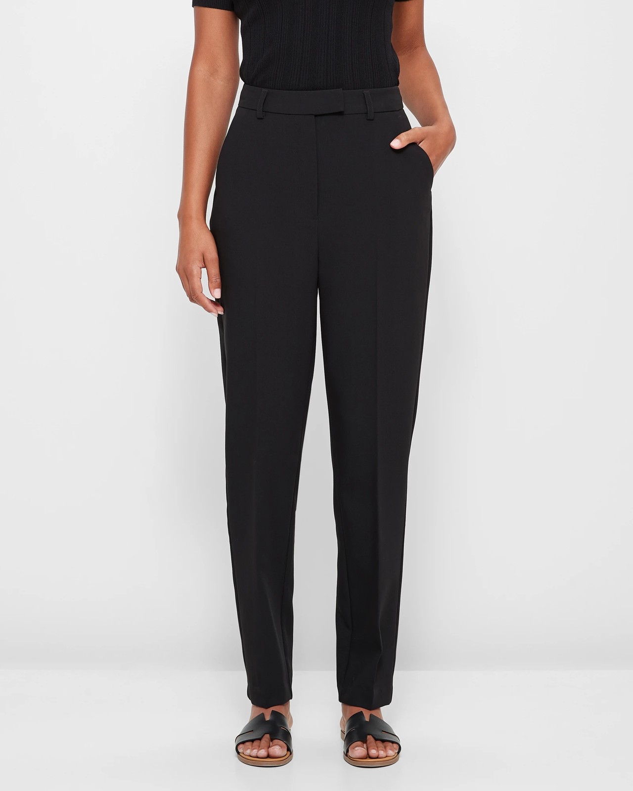 Tapered High Waist Pants In Black