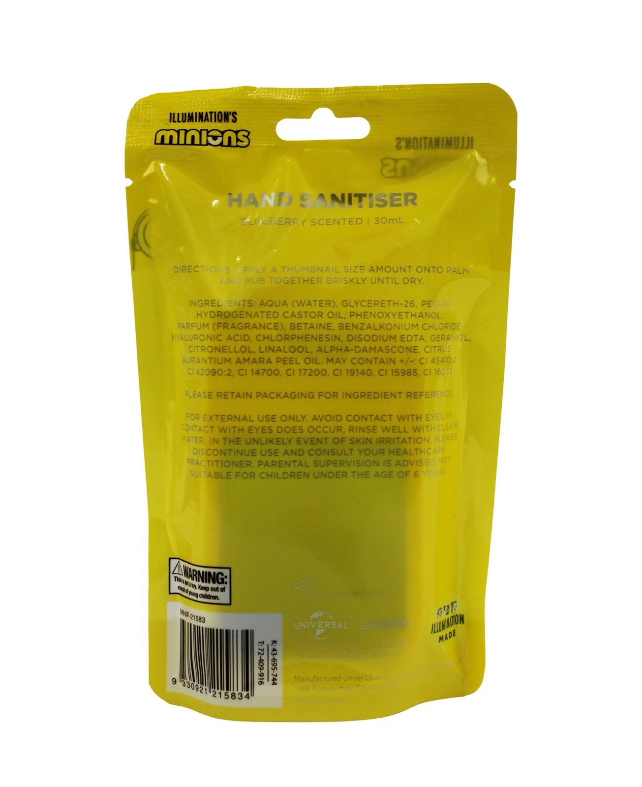 Illumination's Minions Hand Sanitiser 30ml - Blueberry Scented 3 of 3