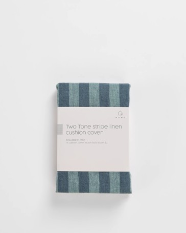 Two Tone Stripe Linen Cushion Cover