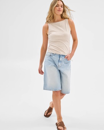 Australian Cotton Double Layer Boat Neck Tank Top - Lily Loves