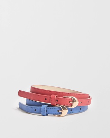 2 Pack Faux Suede Slim Belts
