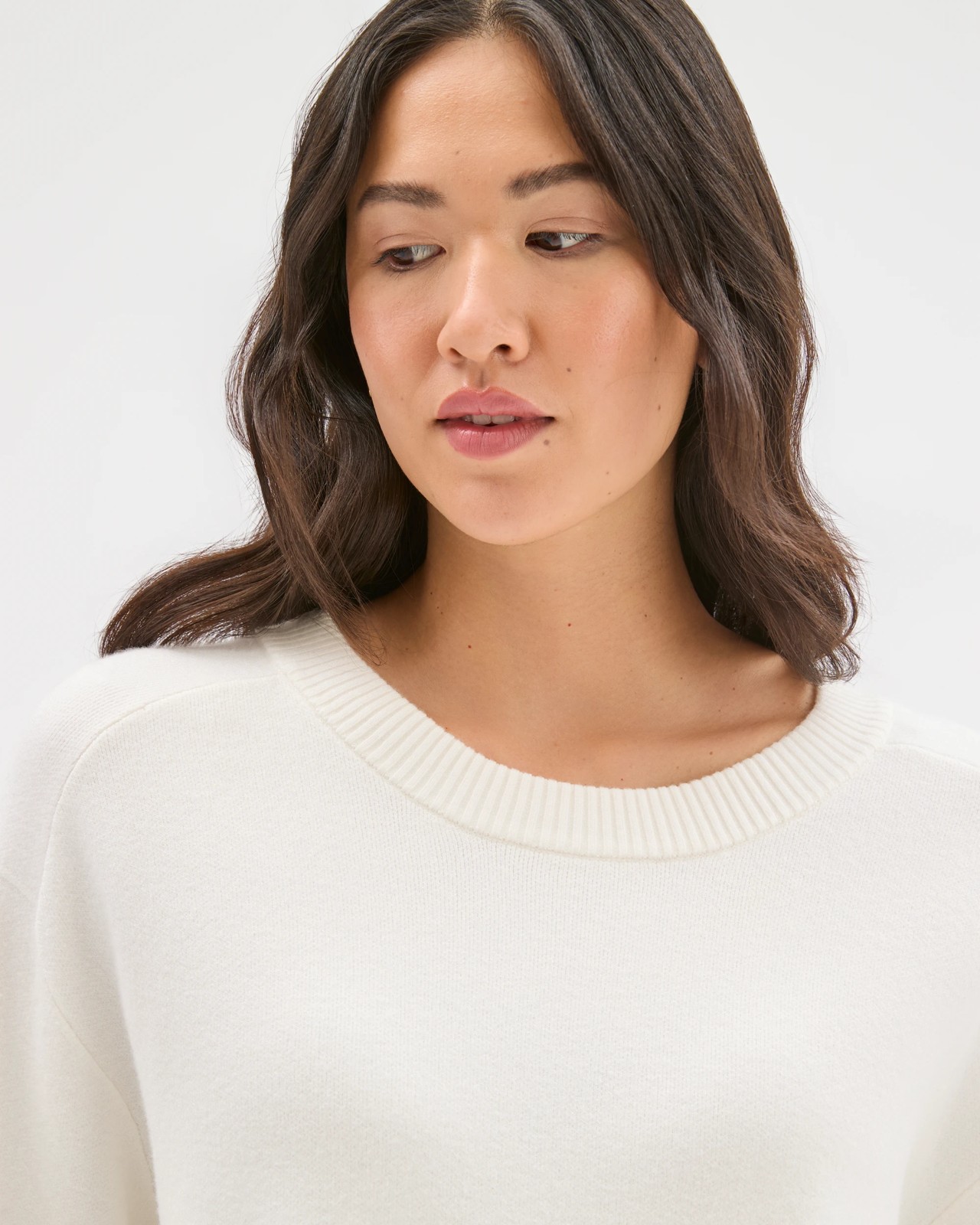 Clean Knit Crew Neck Sweater - Cloud Dancer 5 of 5