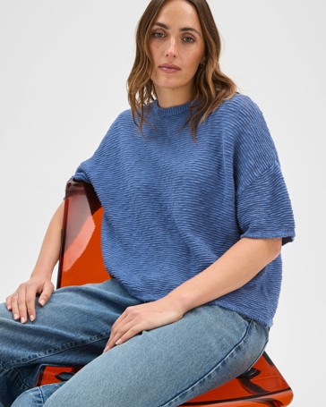 Australian Cotton Slub Detail Knit T-Shirt