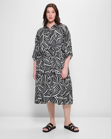 Plus Size Print Shirt Dress