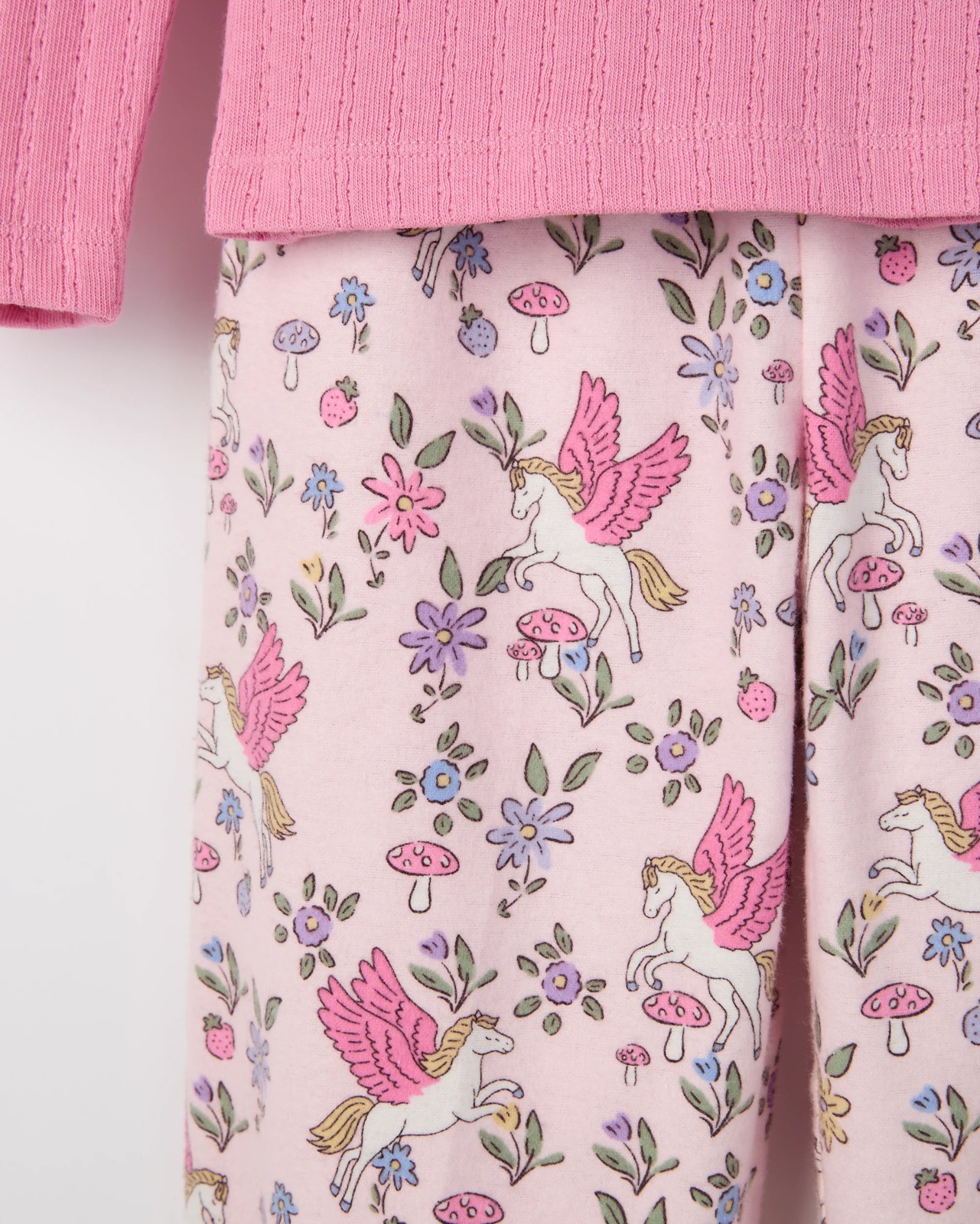 Australian Cotton Younger Girls Henley Top and Flannel Pants Pyjama Set - Pegasus 3 of 3