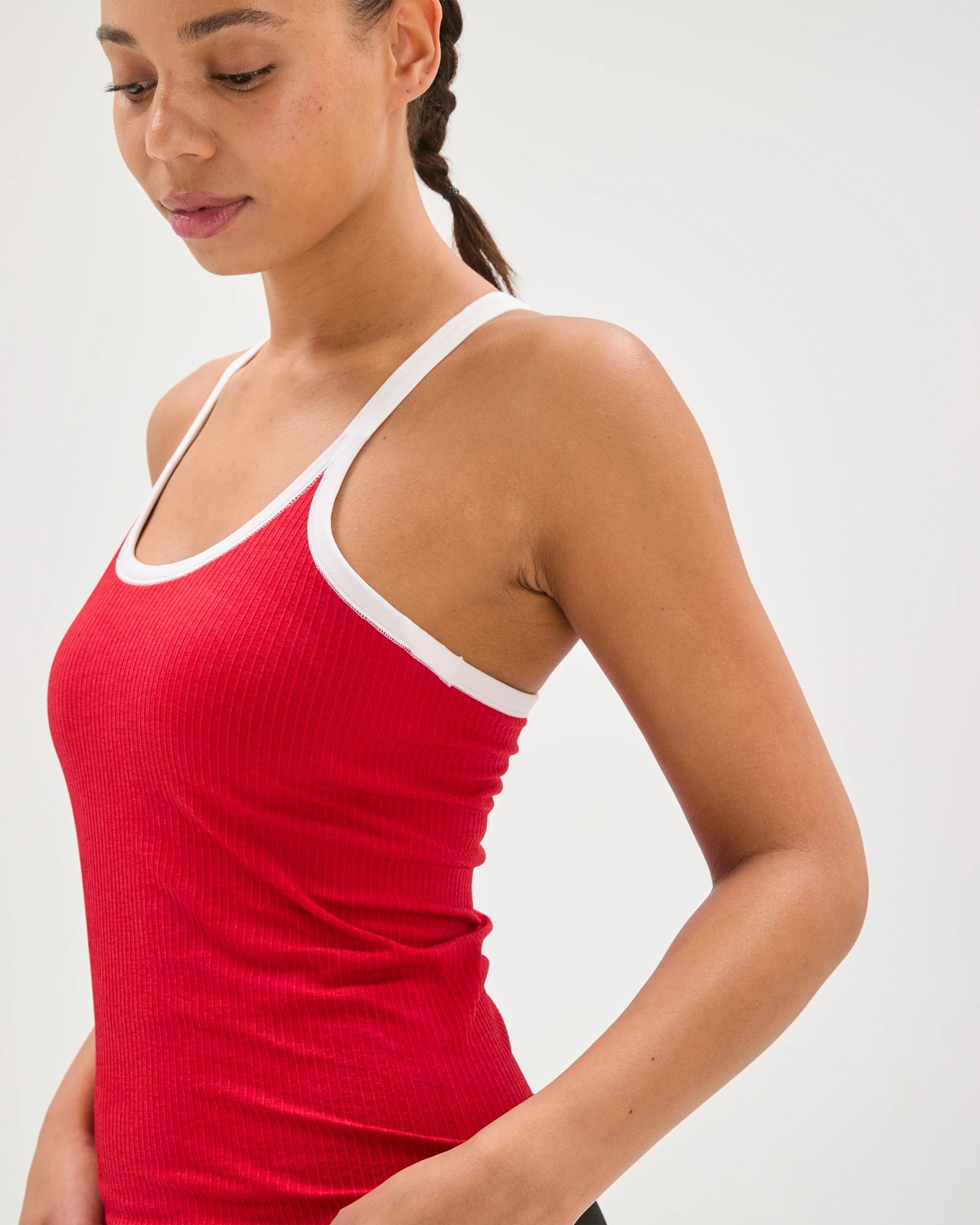 Active Studio Soft Ribbed Tank Top with Shelf Bra - Salsa 5 of 5