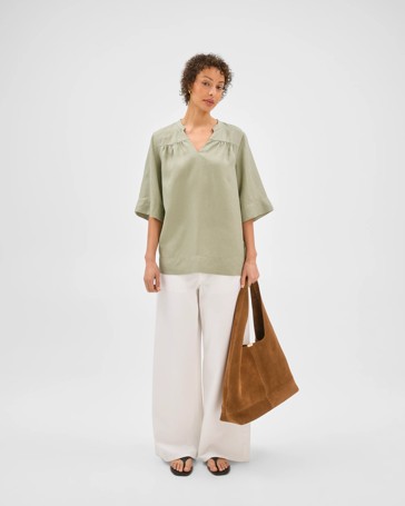 European Linen V-Front Tunic Top