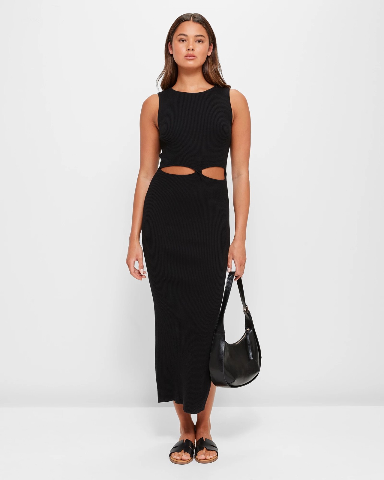 Twist Waist Knit Midi Dress - Lily Loves