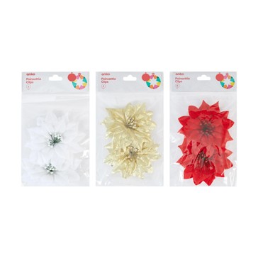 2 Pack Poinsettia Clips, Assorted - Anko