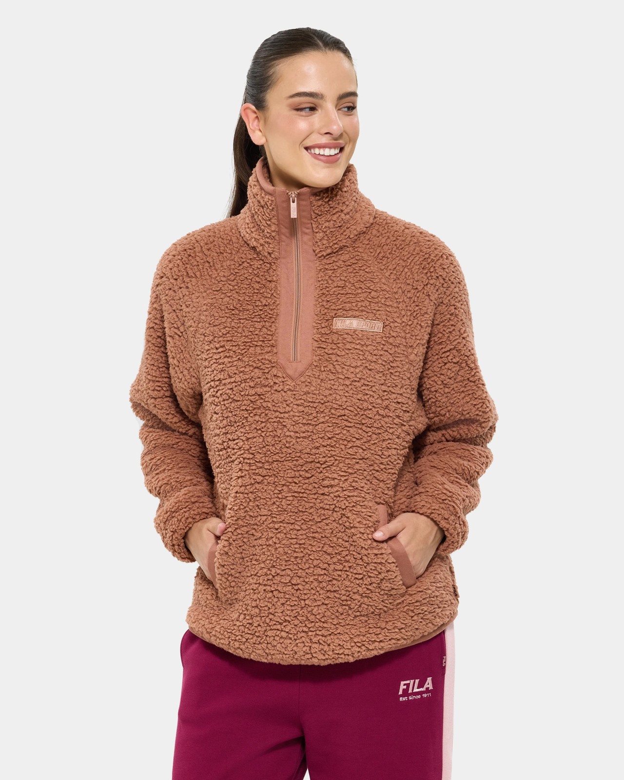 Fila Hallie Quarter Zip Teddy Fleece Top - Sheer 3 of 6