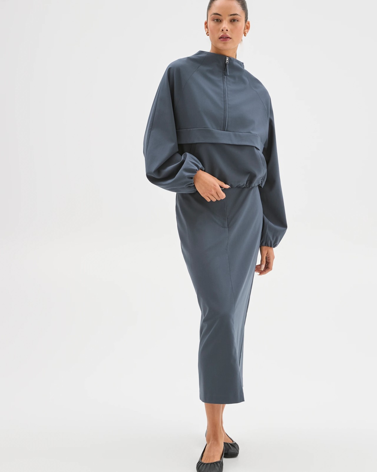 Lily Loves Column Midi Skirt - Steel Grey 2 of 6