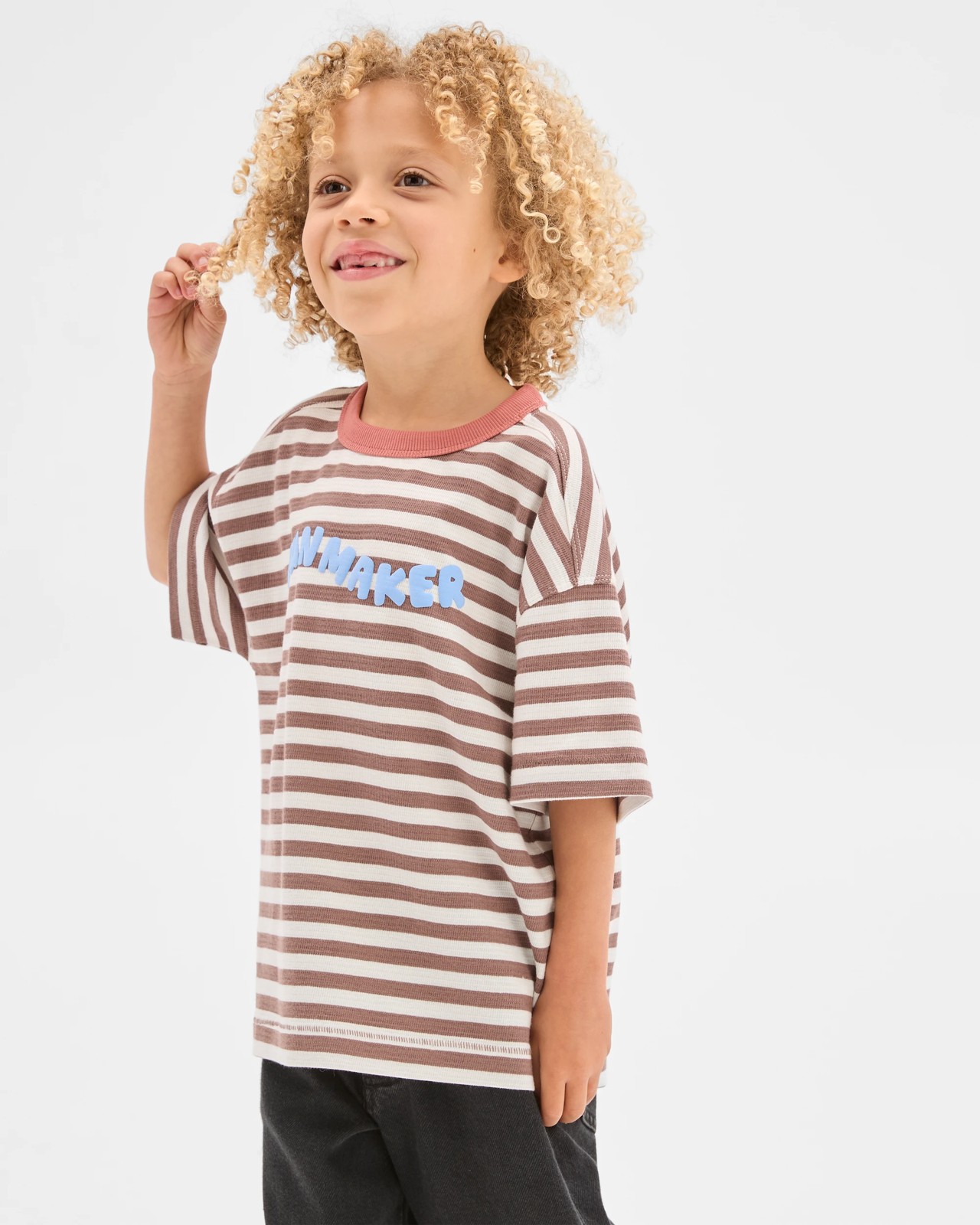 Australian Cotton Print T-shirt - Funmaker Stripe Brown 2 of 5