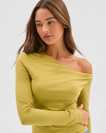 Lily Loves Australian Cotton Off Shoulder Long Sleeve Top