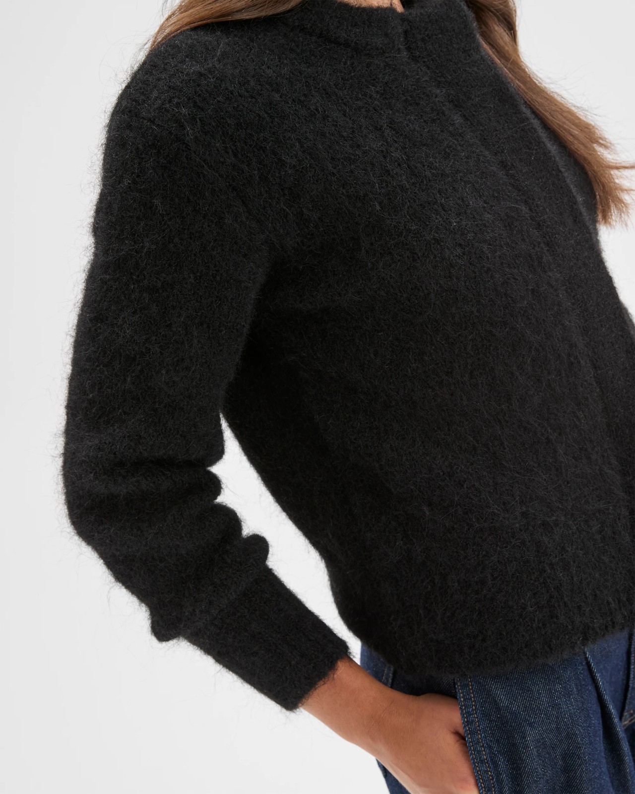 Petites Plush Knit Cardigan - Black 6 of 6