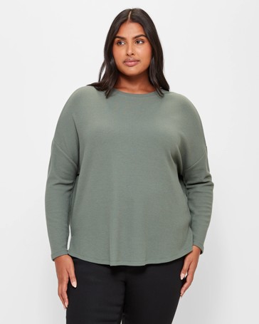 Plus Size Textured High Low Top
