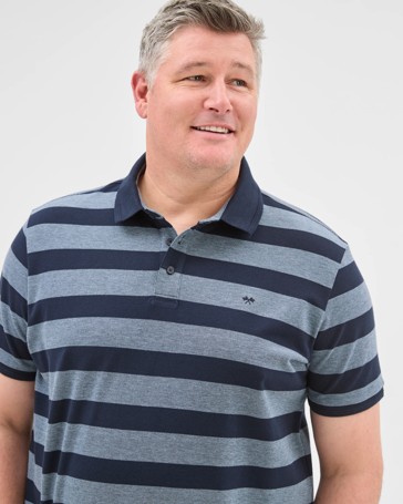 Plus Size Australian Cotton Birdseye Stripe Polo Top