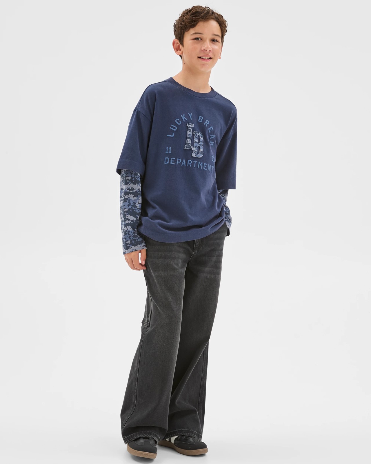 Australian Cotton Oversized Long Sleeve Applique 2Fer T-Shirt 2 of 6