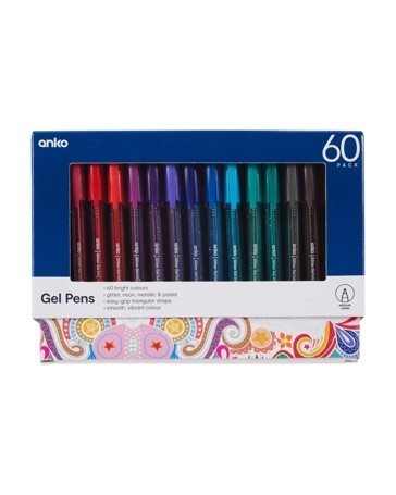 Anko 60 Pack Colour Gel Pens - Bright