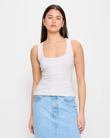 Australian Cotton Scoop Neck Rib Tank Top - Lily Loves