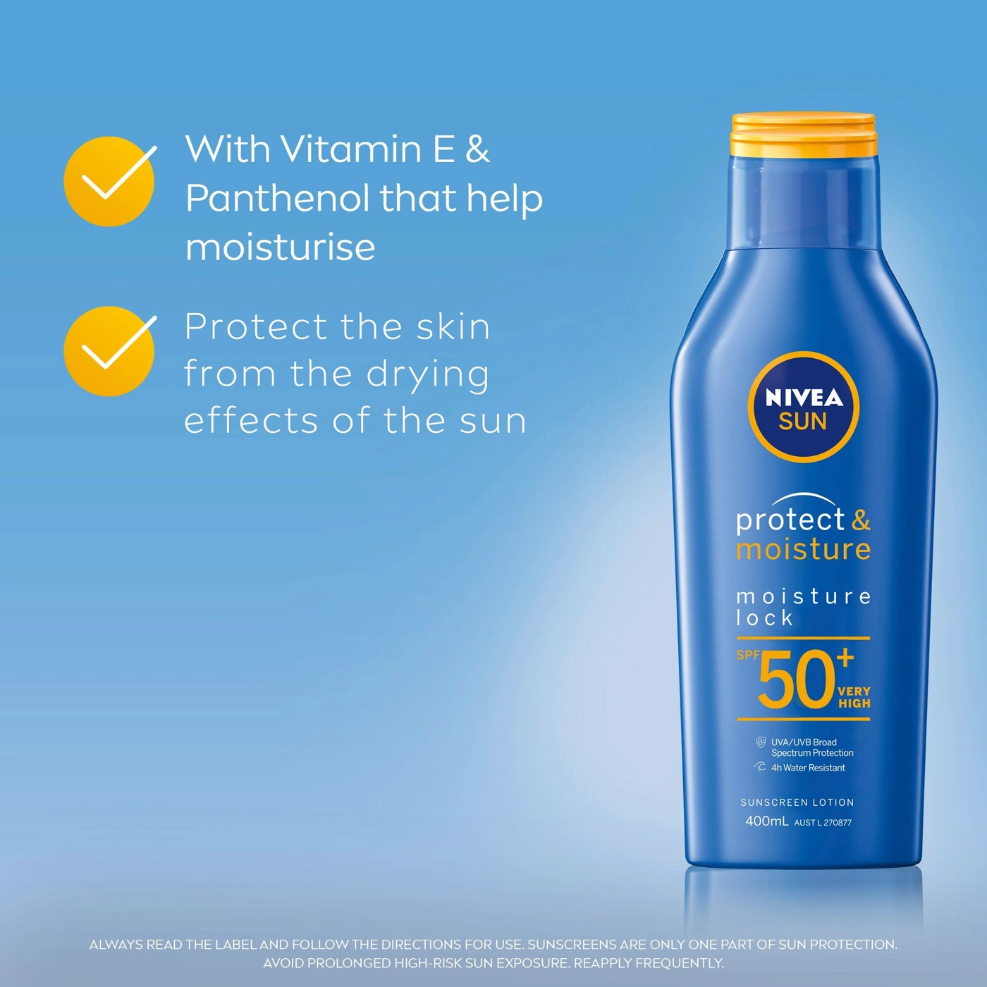 NIVEA Sun Protect & Moisture Moisture Lock SPF50+ Sunscreen Lotion 400ml 4 of 6