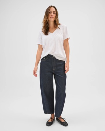 Australian Cotton Slub Relaxed V-Neck T-Shirt