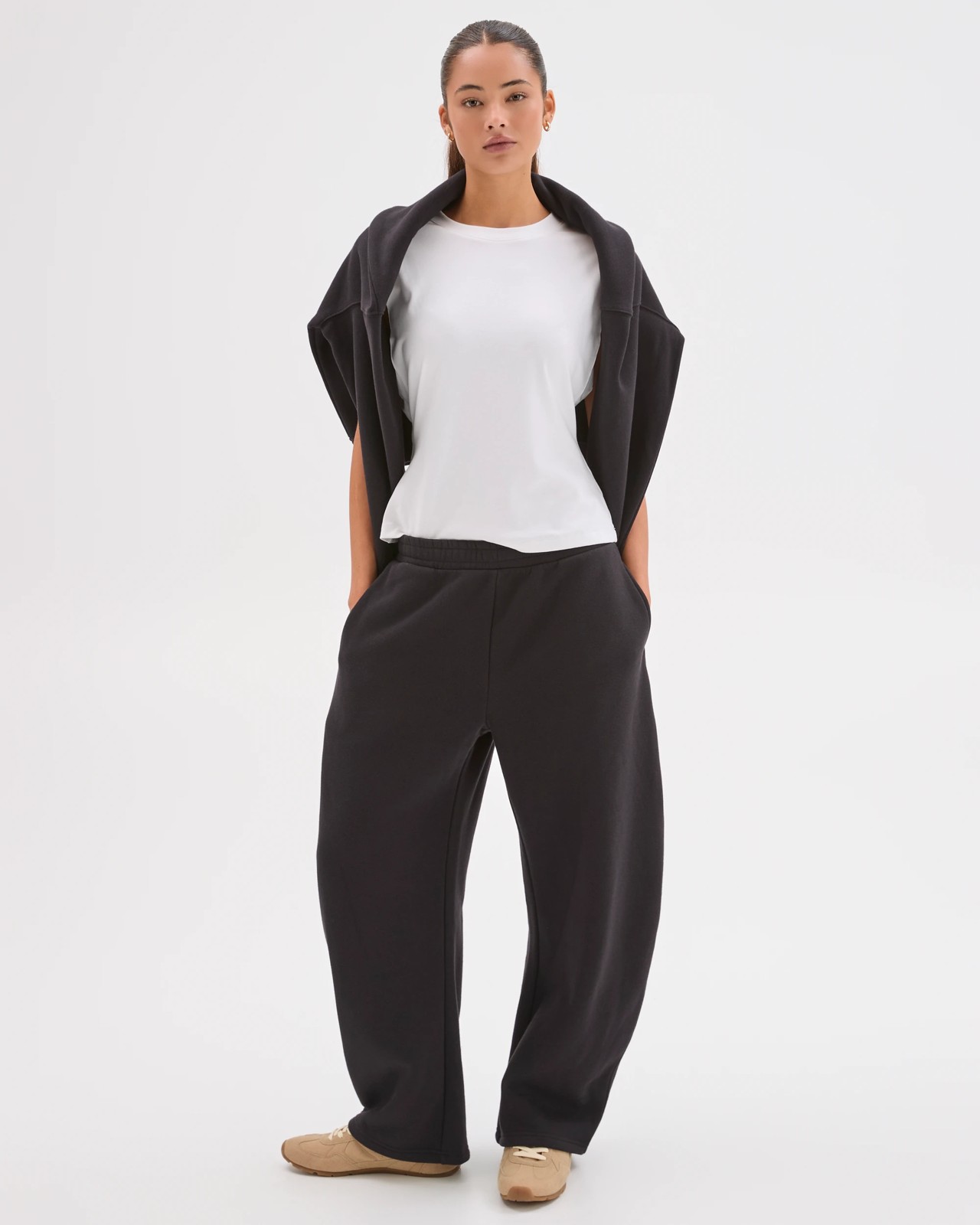 Lily Loves Australian Cotton Blend Bow Leg Trackpants - Black 3 of 5