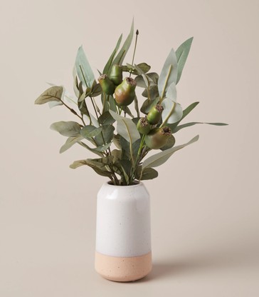 Eucalyptus Arrangement In Dipped Glaze Vase