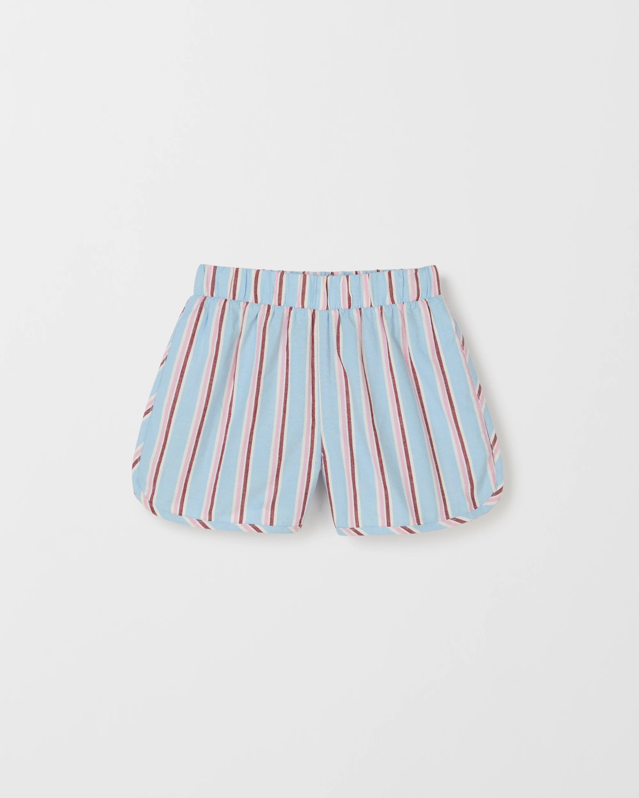 Dolphin Hem Woven Shorts - Blue/Brown Stripe 4 of 5