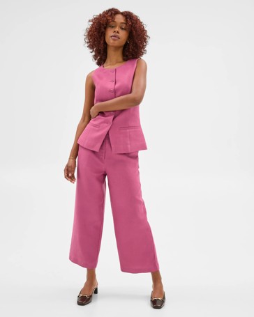 Petites Linen Blend Culotte Pants