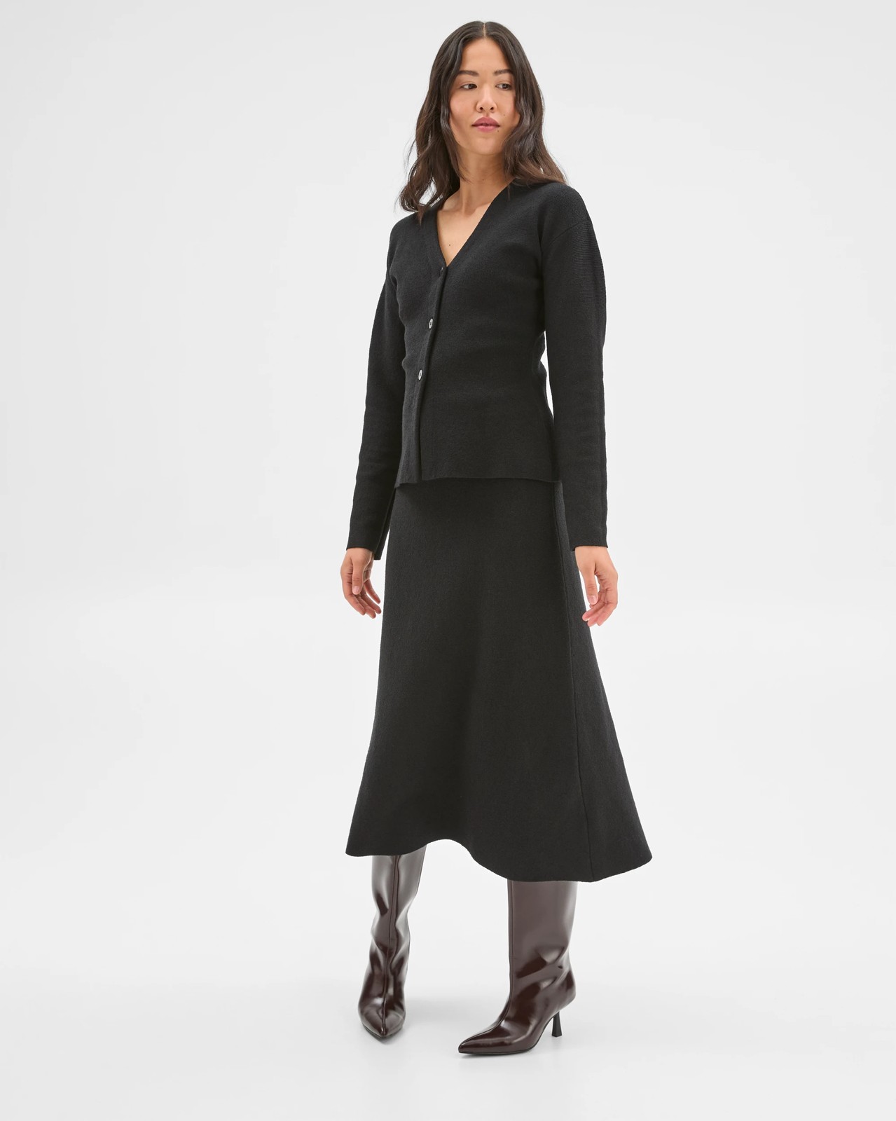 Preview Boucle Long Sleeve Cocoon  Cardigan - Black 3 of 5