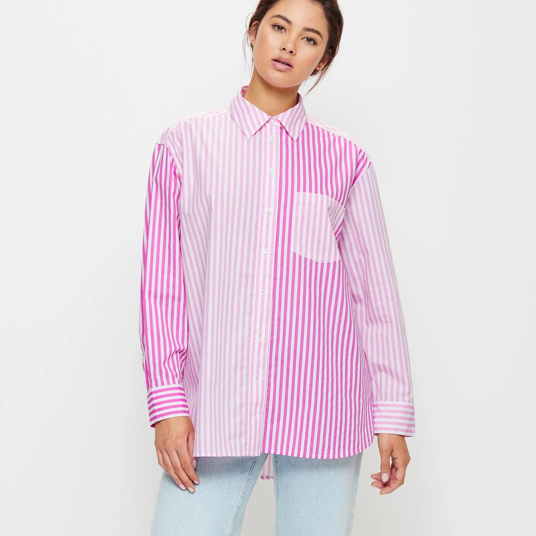 Oversized Poplin Shirt - Lily Loves - Pink Splice Stripe | Target Australia
