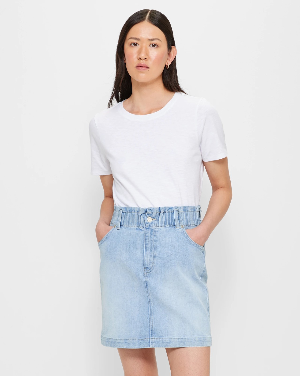 Paperbag waist shop denim skirt