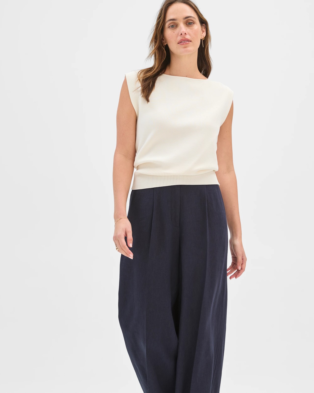 Preview Tailored Wide Leg Pants - Ink Navy 4 of 5