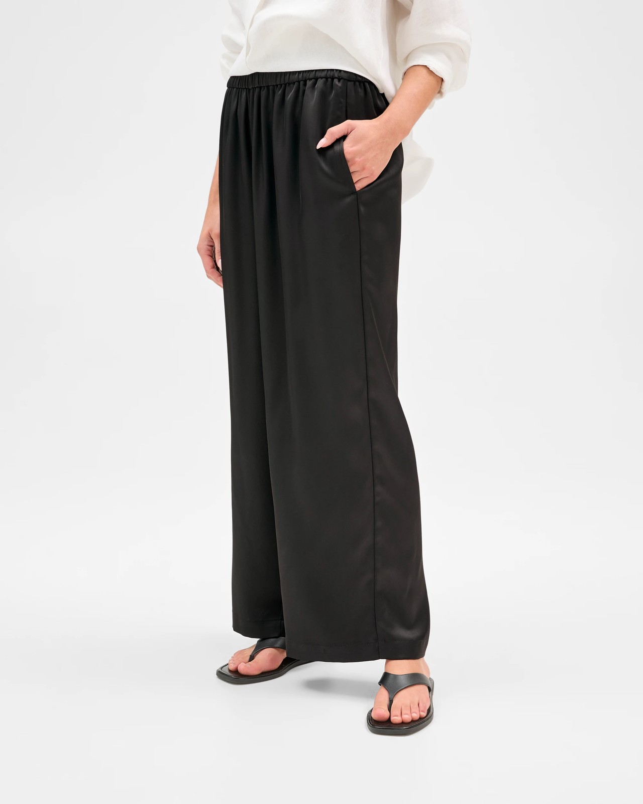 Petites Wide Leg Satin Pants 4 of 5