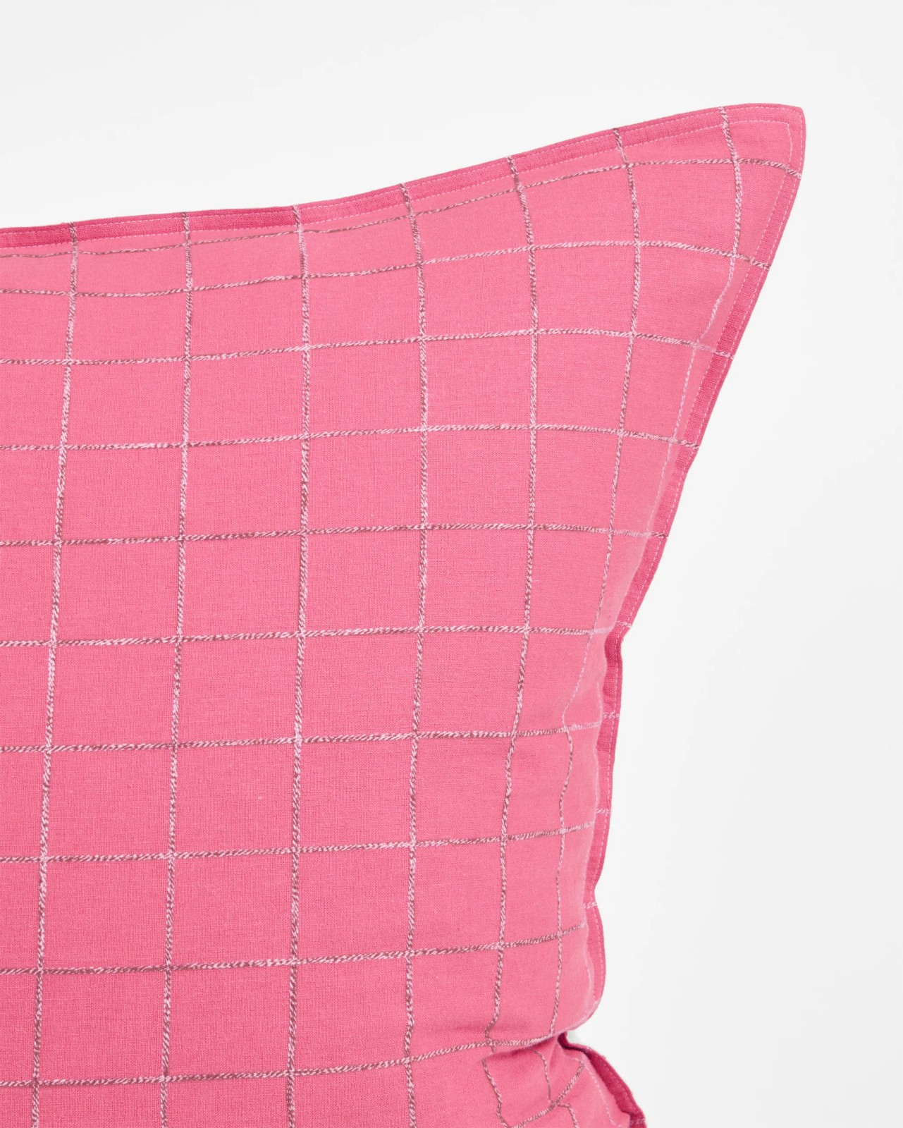 Ayla Check Linen/Cotton European Pillowcases - Wild Rose 3 of 3