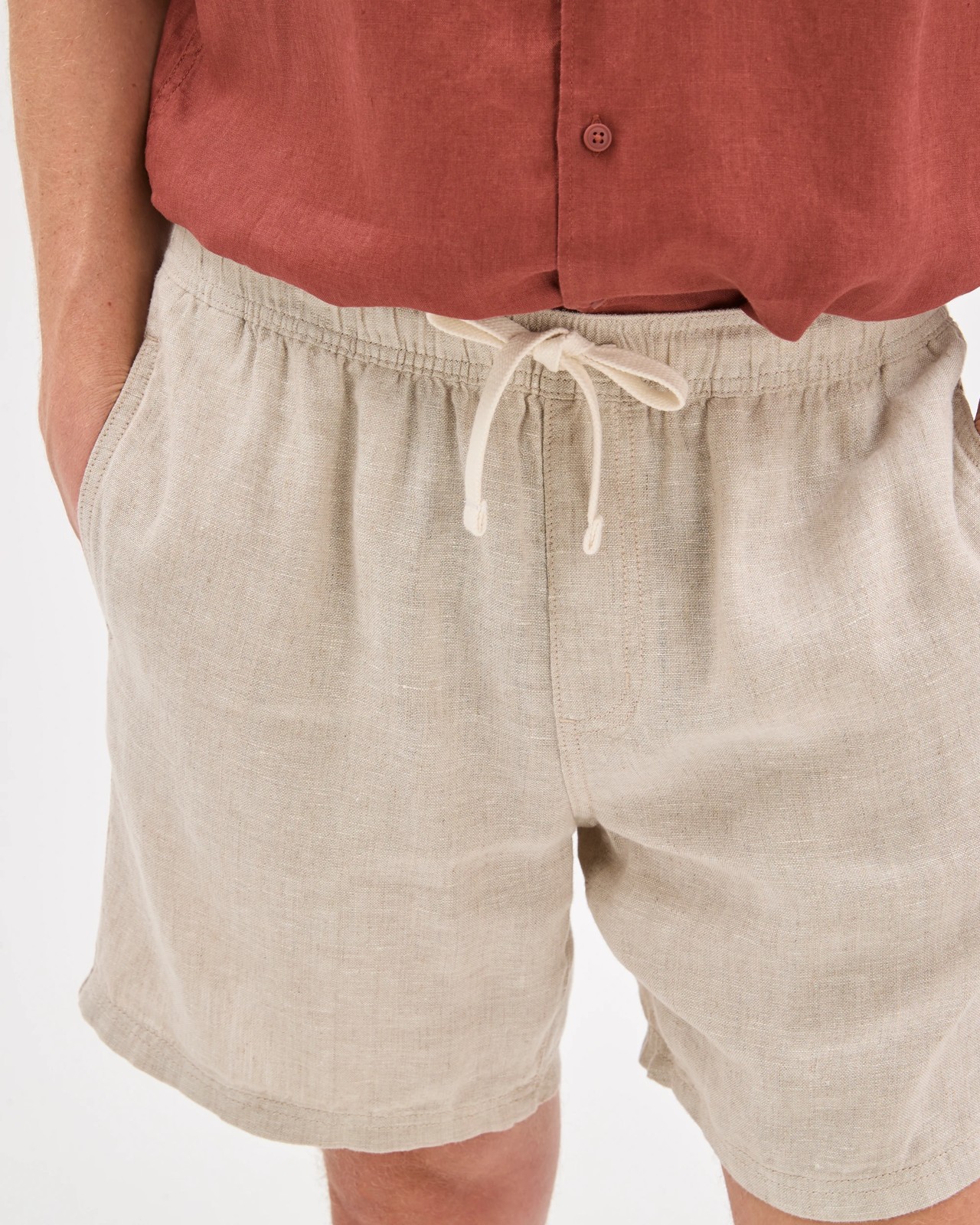 European Linen Shorts - Stone 4 of 5